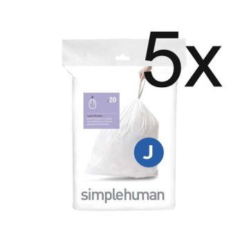 Vuilniszakken met trekband 30-40 liter | Simplehuman code J | 5 x 20 stuks