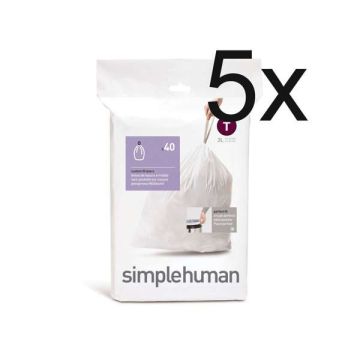 Vuilniszakken met trekband 3 liter | Simplehuman code T | 5 x 40 stuks