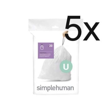 Vuilniszakken met trekband 55 liter | Simplehuman code U | 5 x 20 stuks