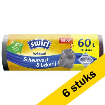 Aanbieding: 6x Swirl vuilniszakken trekband 60 liter (10 stuks)