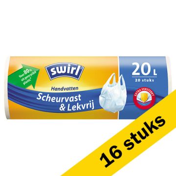 Aanbieding: 16x Swirl vuilniszakken scheurvast & lekvrij handvat 20 liter (20 stuks)