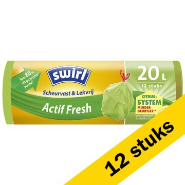 Aanbieding: 12x Swirl vuilniszakken scheurvast & lekvrij Actifresh 20 liter (12 stuks)