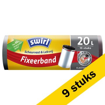 Aanbieding: 9x Swirl vuilniszakken fixeerband voor pedaalemmers 20 liter (15 stuks)