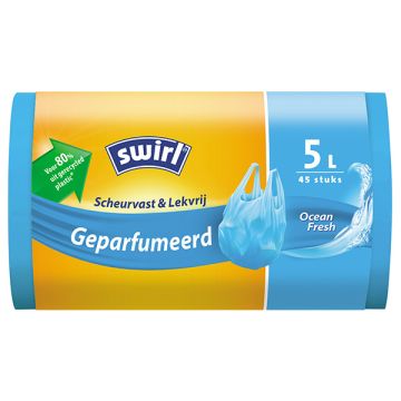 Vuilniszakken met handvatten voor pedaalemmers 5 liter | Geparfumeerd | 45 stuks | Swirl