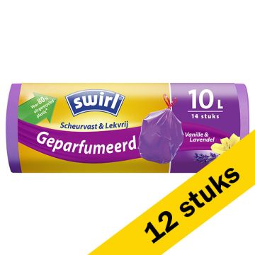 Aanbieding: 12x Swirl vuilniszakken trekband vanille en lavendel voor pedaalemmers 10 liter (14 stuk