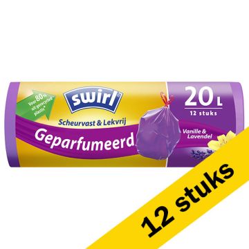 Aanbieding: 12x Swirl vuilniszakken trekband vanille en lavendel voor pedaalemmers 20 liter (12 stuk