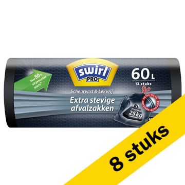 Aanbieding: 8x Swirl vuilniszakken PRO extra stevig 60 liter (12 stuks)