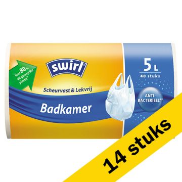 Aanbieding: 14x Swirl vuilniszakken handvat voor badkamer 5 liter (40 stuks)