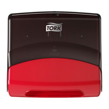 Tork 654008 W4-dispenser voor gevouwen werkdoeken (zwart/rood)