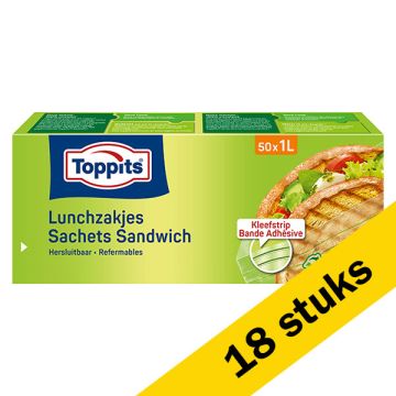 Aanbieding: Toppits Hersluitbare Lunchzakjes | 1 liter |18 x 50 zakjes