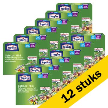 Aanbieding: Toppits Safeloc Mini Zip-Zakjes | 150 ml + 380 ml | 20 + 20 zakjes (12 verpakkingen)