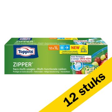 Aanbieding: Toppits Multi functionele Zipper zakjes | 1 liter | 12 x 12 zakjes