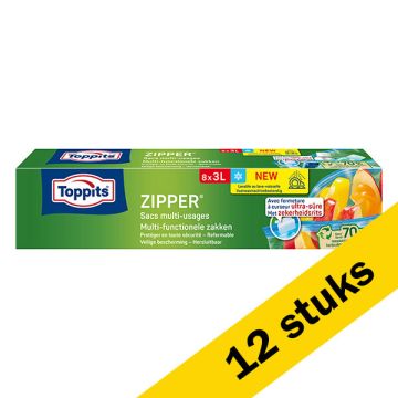 Aanbieding: Toppits Multi functionele Zipper zakjes | 3 liter | 12 x 8 zakjes