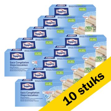 Aanbieding: Toppits diepvrieszakken | 6 liter | 10 x 20 stuks