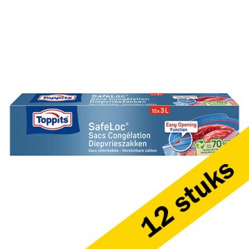 Aanbieding: Toppits diepvrieszakken met zip-sluiting | 3 liter | 12 x 15 stuks