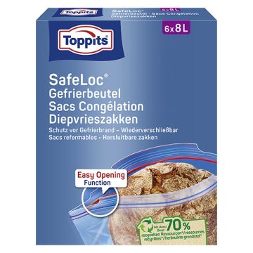 Toppits diepvrieszakken met zip-sluiting | 8 liter | 6 stuks