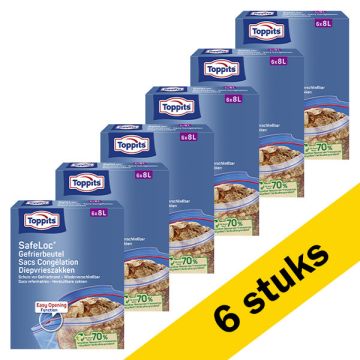 Aanbieding: Toppits diepvrieszakken met zip-sluiting | 8 liter | 8 x 6 stuks