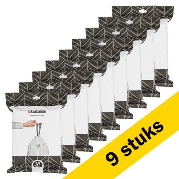 Aanbieding: 9x Vuilniszakken met trekband 60 liter | Brabantia Code M dispenser pack | 40 stuks