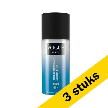 Aanbieding: 3x Vogue Men deodorant spray - Nordic Blue (150 ml)