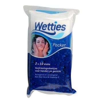 Wetties Pocketpack verfrissingsdoekjes (20 stuks)