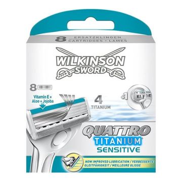 Wilkinson Quattro Titanium Sensitive scheermesjes (8 stuks)