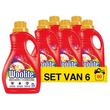 Aanbieding: Woolite Vloeibaar Wasmiddel Kleur 900 ml (6 flessen - 90 wasbeurten)