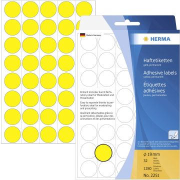 Etiket 19mm rond geel