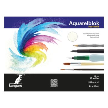 Aquarelpapier 24x32cm 300g roomwit/pk16v