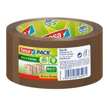 Eco & Strong Verpakkingstape, Gerecycleerd Plastic, 50 mm x 66 mtr, Bruin