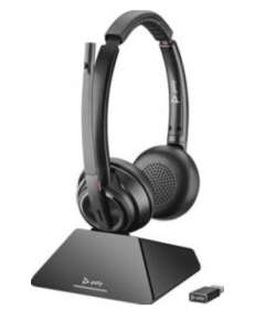 Savi 8220 Duo On-Ear Headset, Draadloos DECT, Zwart